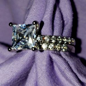 2ct White Sapphire Set .925 SS Branded